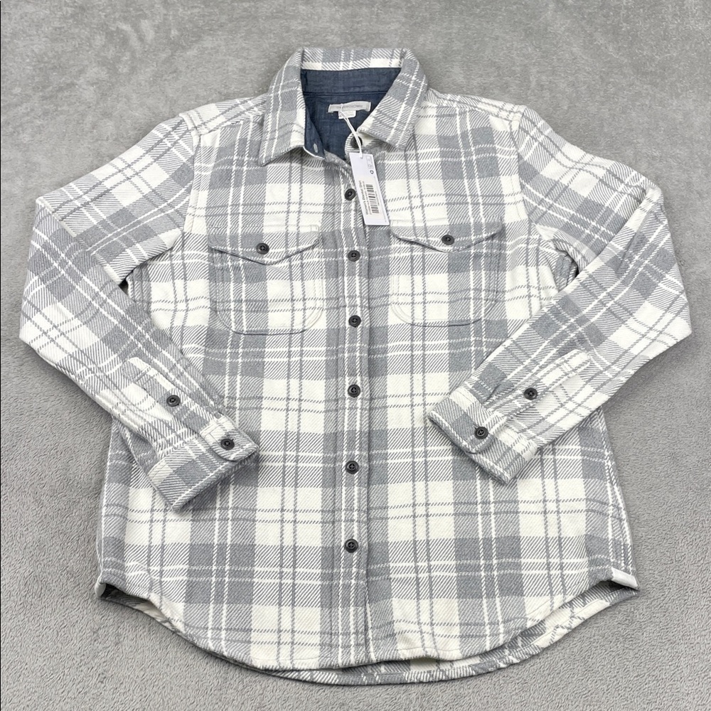 NEW Outerknown XS/S‎ Womens Blanket Shirt 100% Organic Cotton Gray, White